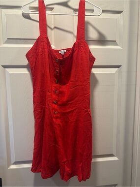 White Birch Red Button-Front Romper